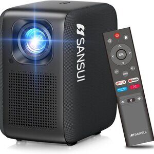 SANSUI Portable Projector with WiFi and Bluetooth, 1080P Smart Projector Netflix
